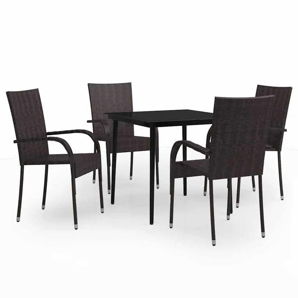 Garden Dining Set 5 Piece Outdoor Furniture Table Chairs Brown Black