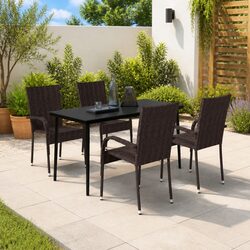 Practical Brown and Black 5 Piece Dining Set for Outdoors
