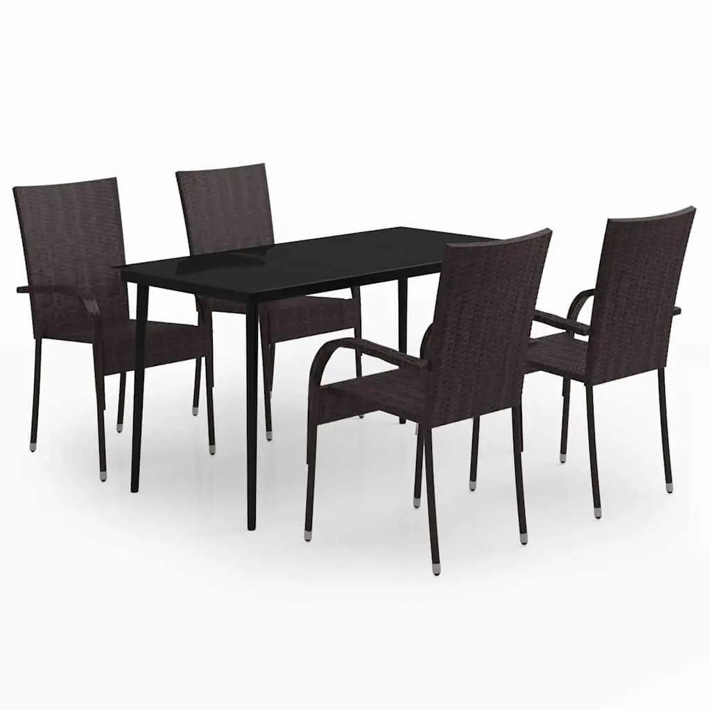 Garden Dining Set Outdoor Furniture 5 Piece Brown Black Table Chairs Patio