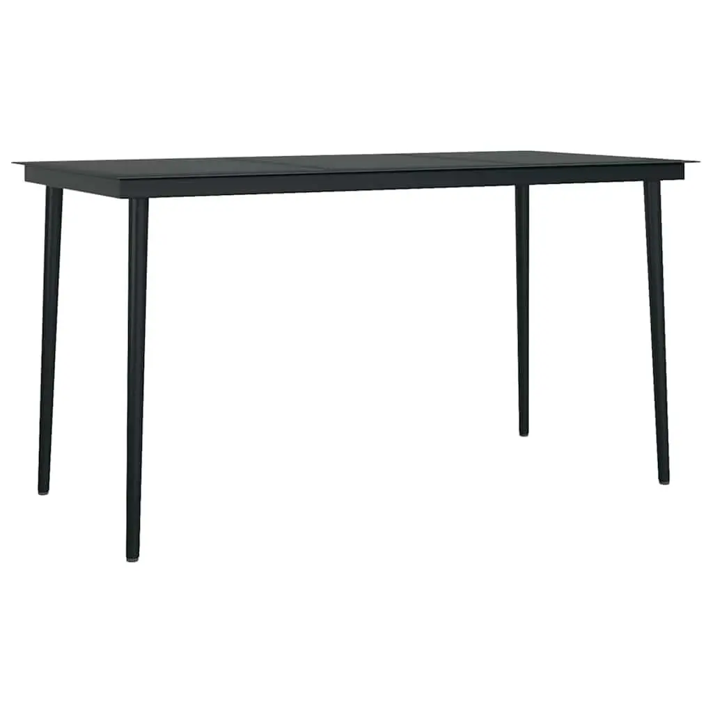 Garden Dining Set 7 Piece Outdoor Use Grey Black Steel Rattan Chairs Glass Table