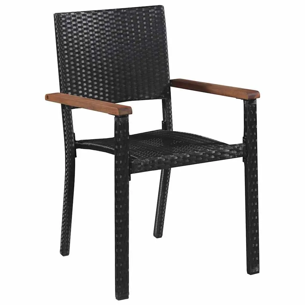 Garden Dining Set 3 Piece Outdoor Patio Furniture Table Chairs Black Rattan