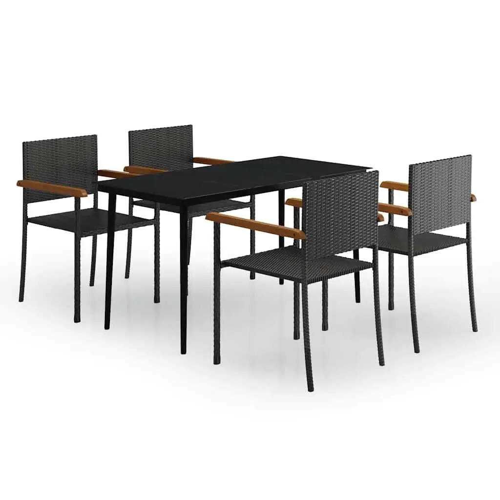Outdoor Patio Furniture Set Black Garden Dining 5 Piece Table and Chairs