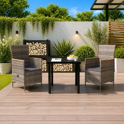 Comfortable 3 Piece Grey Garden Dining Set for Your Home