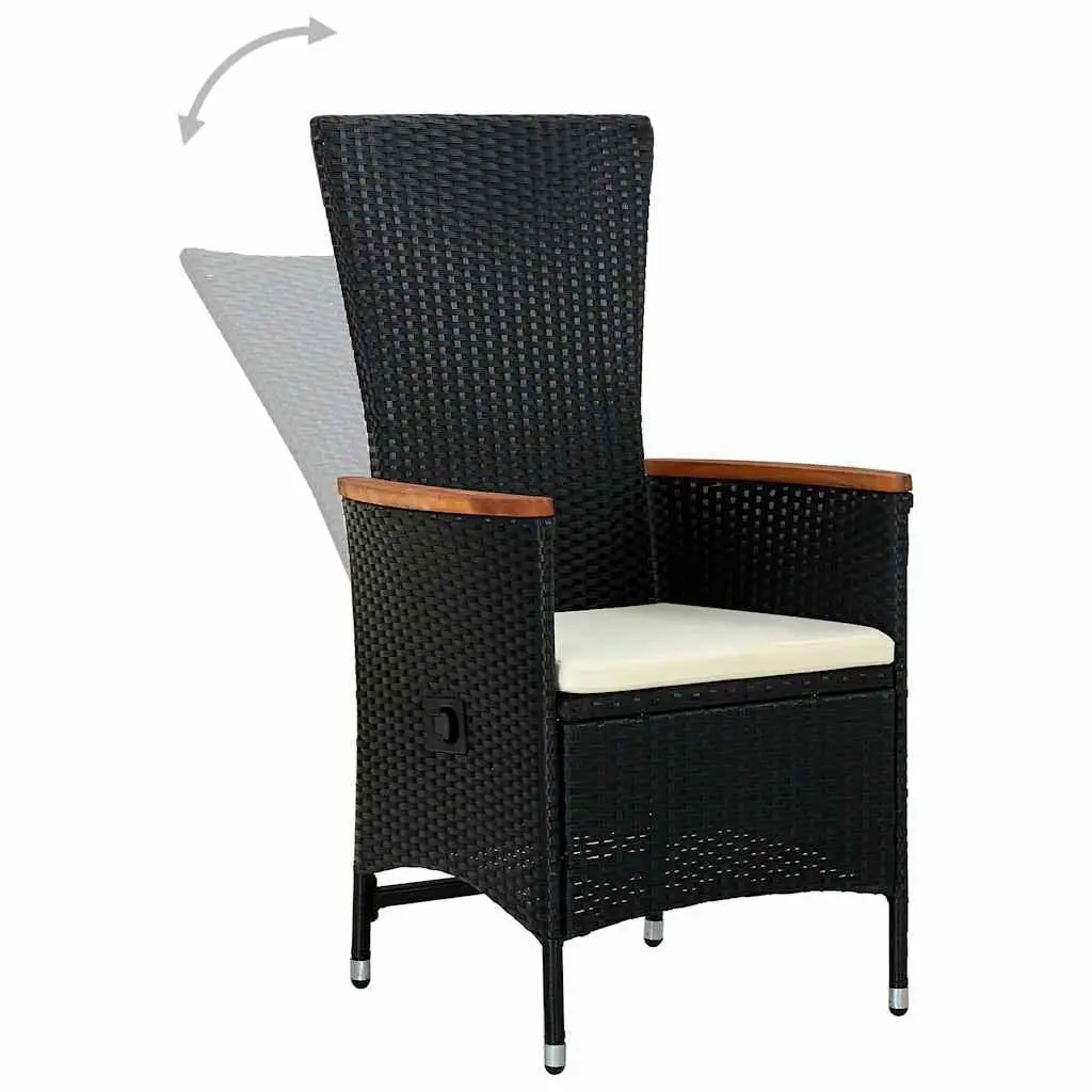 Outdoor Furniture Garden Dining Set Black 5 Pieces Rattan Chairs Glass Table