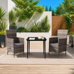 3-Piece Garden Dining Set for Outdoor Comfort in Grey