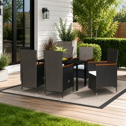 Comfortable 7-Piece Outdoor Dining Set with Rattan Chairs