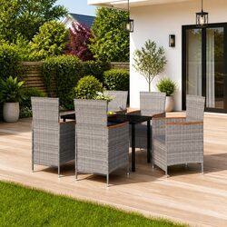 Comfortable 7 Piece Grey Outdoor Dining Set