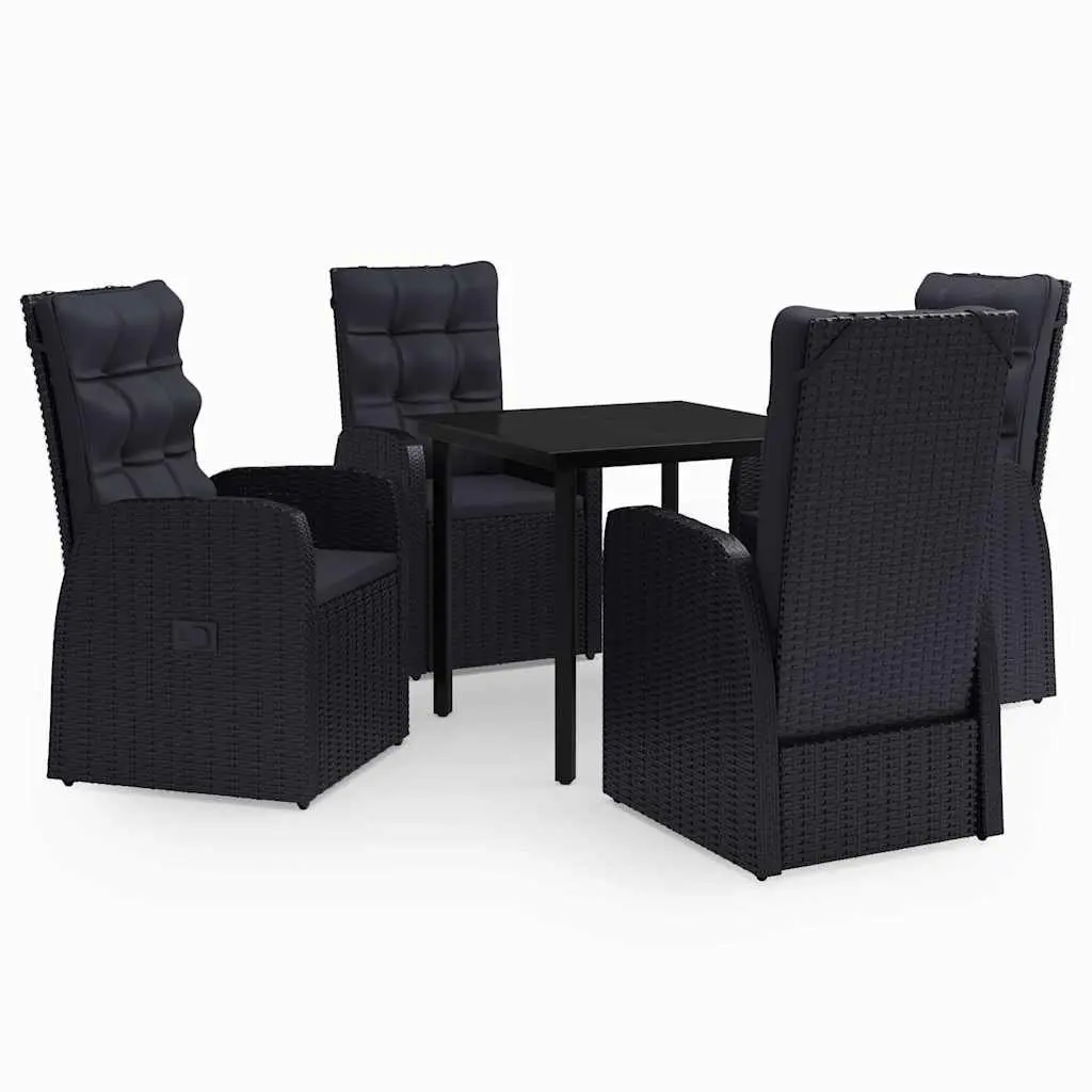5 Piece Garden Dining Set Outdoor Patio Furniture Table Chairs Black