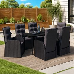 Comfortable 7 Piece Black Rattan Dining Set for Your Home