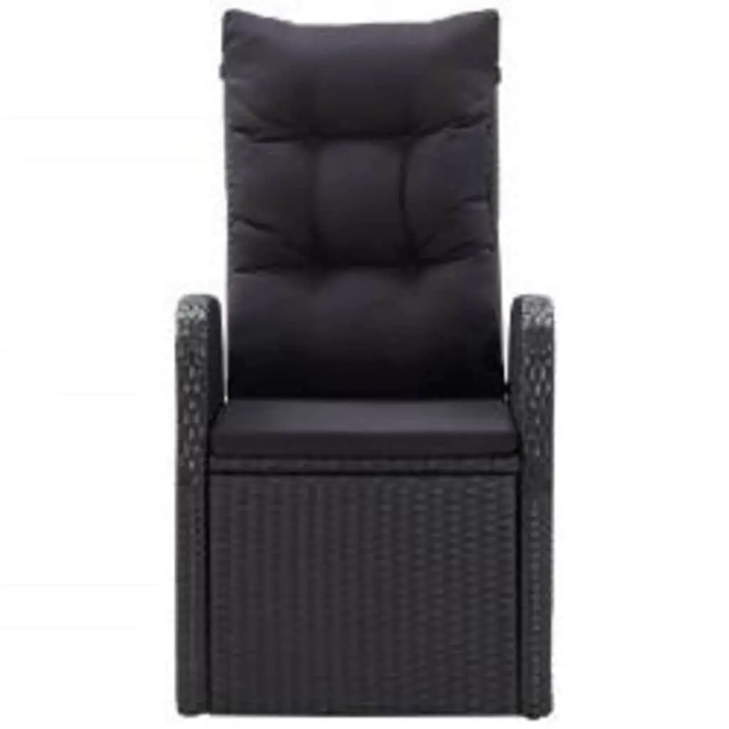 Outdoor Garden Dining Set 7 Piece Black Rattan Chairs Glass Table Patio