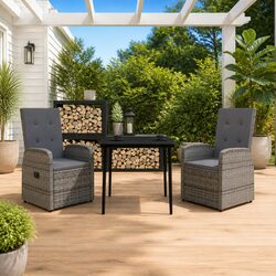 Comfortable Grey Garden Dining Set 3 Piece Furniture