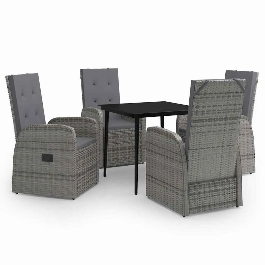 Garden Dining Set 5 Piece Outdoor Furniture Grey Rattan Chairs Table Patio
