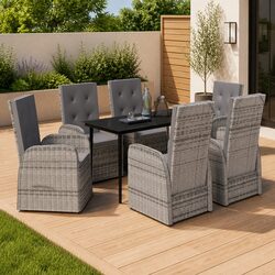Comfortable and Stylish 7 Piece Grey Rattan Dining Set