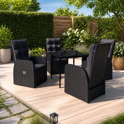 Comfortable 5 Piece Outdoor Dining Set with Rattan Chairs