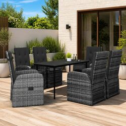 Comfortable 7-Piece Garden Dining Set in Grey