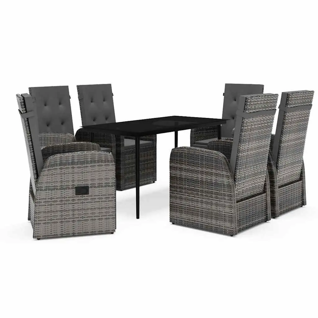 Garden Dining Set 7 Piece Outdoor Furniture Grey Patio Chairs Table