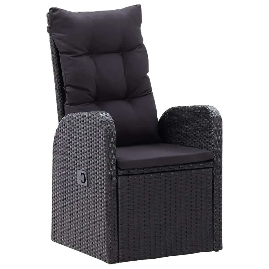 Outdoor Dining Set 7 Piece Garden Patio Black Rattan Chairs Glass Table Cushions
