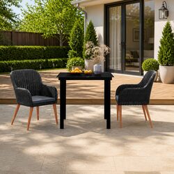 Comfortable 3 Piece Garden Dining Set in Black