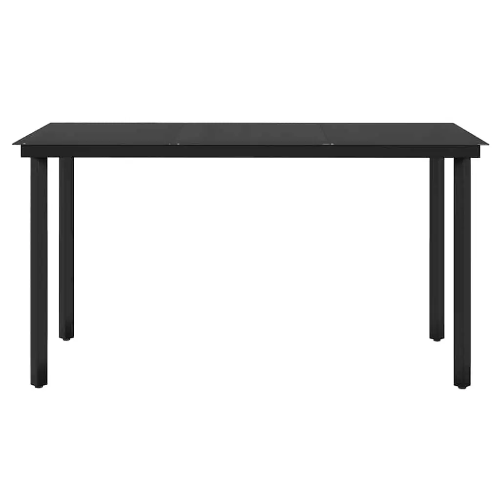 5 Piece Outdoor Garden Dining Set Black Rattan Chairs Glass Table