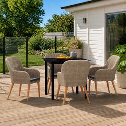 Comfortable 5 Piece Brown Garden Dining Set
