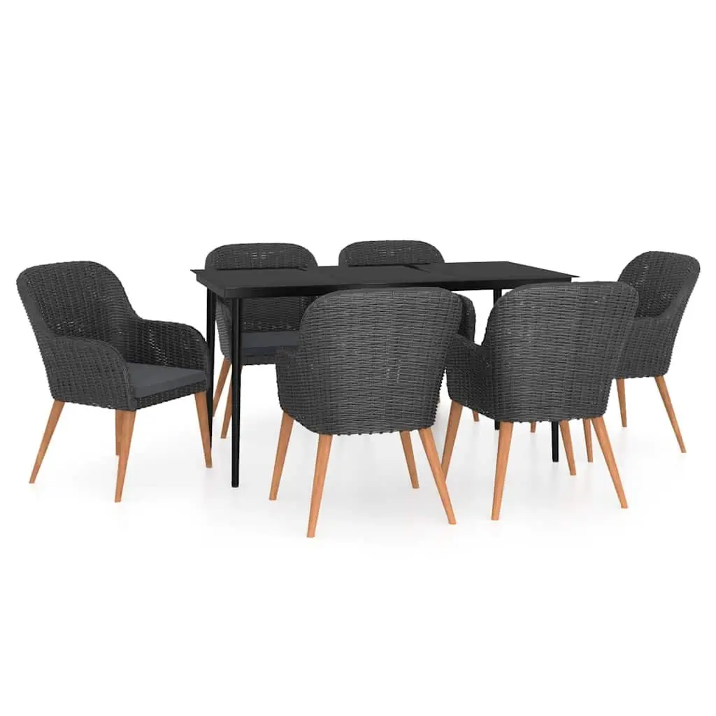 Garden Dining Set 7 Piece Outdoor Furniture Patio Table Chairs Cushions Black