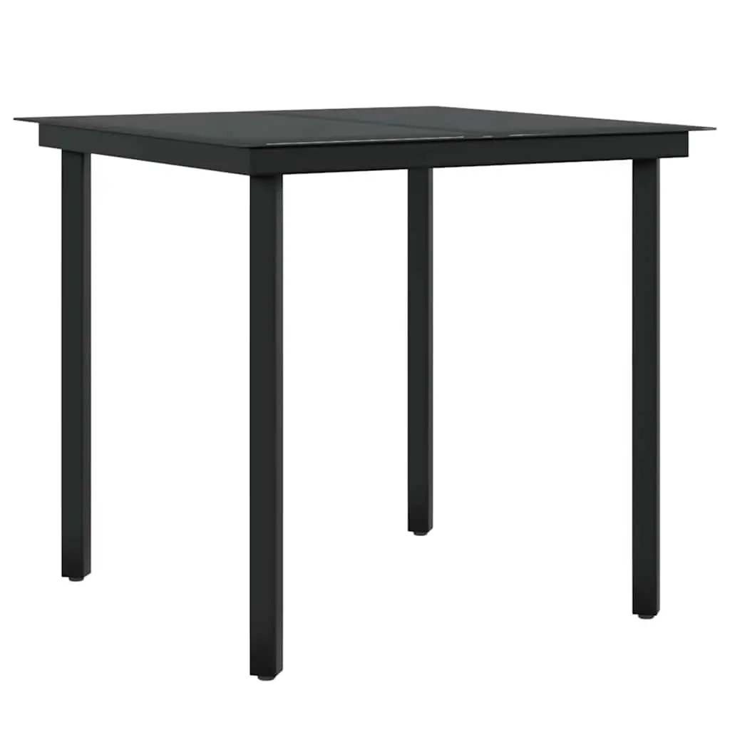3 Piece Garden Dining Set Outdoor Table Chairs Cushions Black