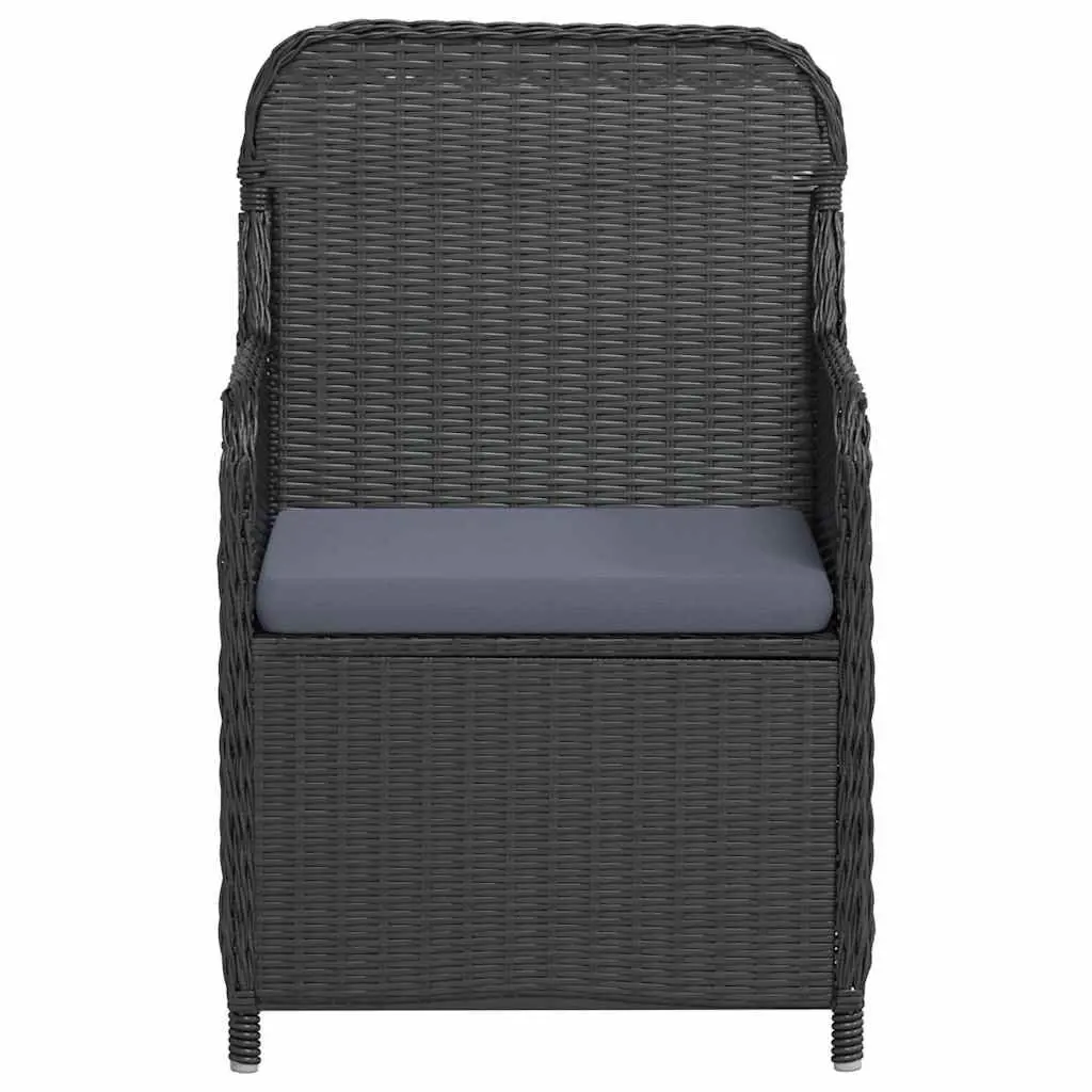 Outdoor Dining Set 5 Piece Rattan Chairs Glass Table Black Steel Frame