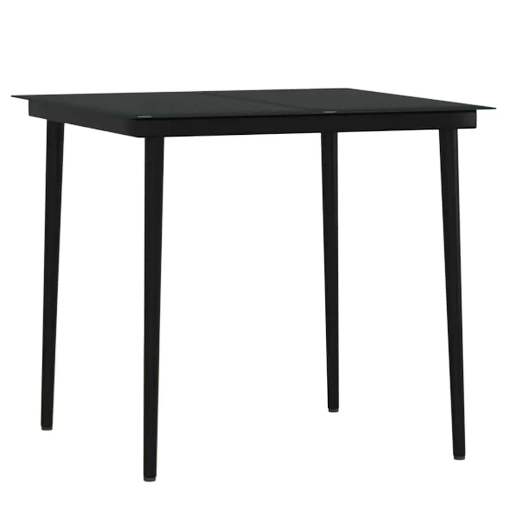Garden Dining Set 3 Piece Outdoor Furniture Table Chairs Cushions Black