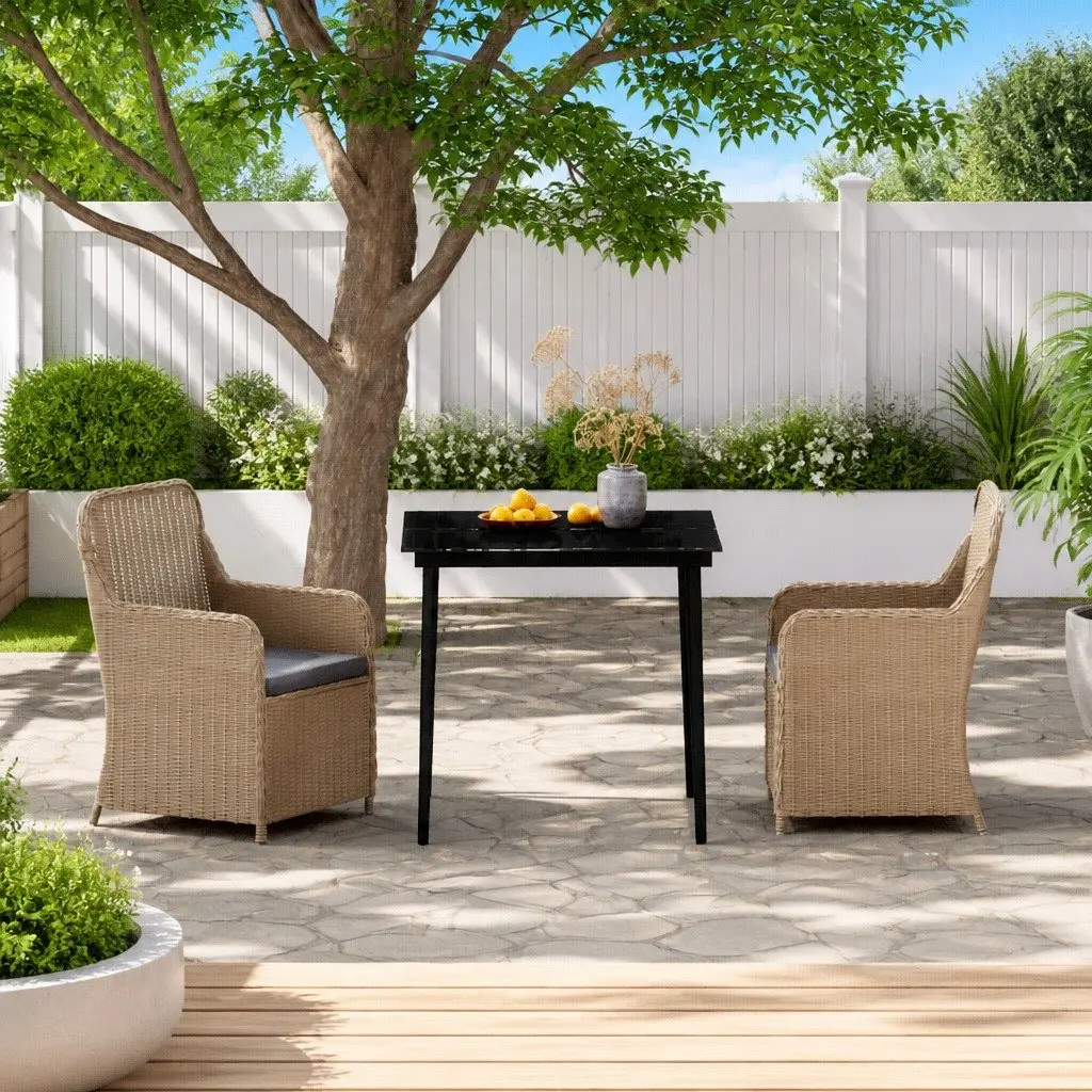 Garden Dining Set Outdoor Furniture 3 Piece Brown Patio Table Chairs