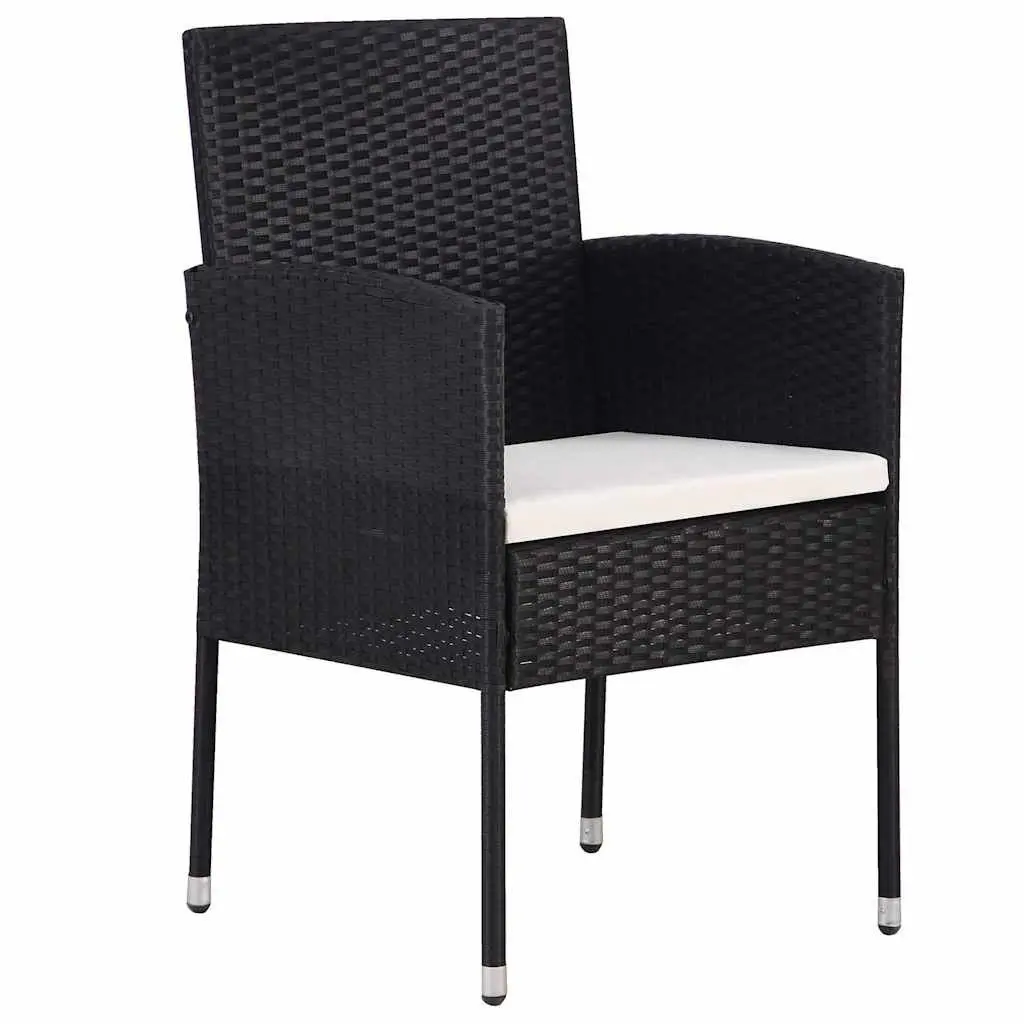 5 Piece Outdoor Garden Dining Set Black Steel Frame Glass Tabletop