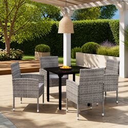 Comfortable 5 Piece Anthracite Garden Dining Set
