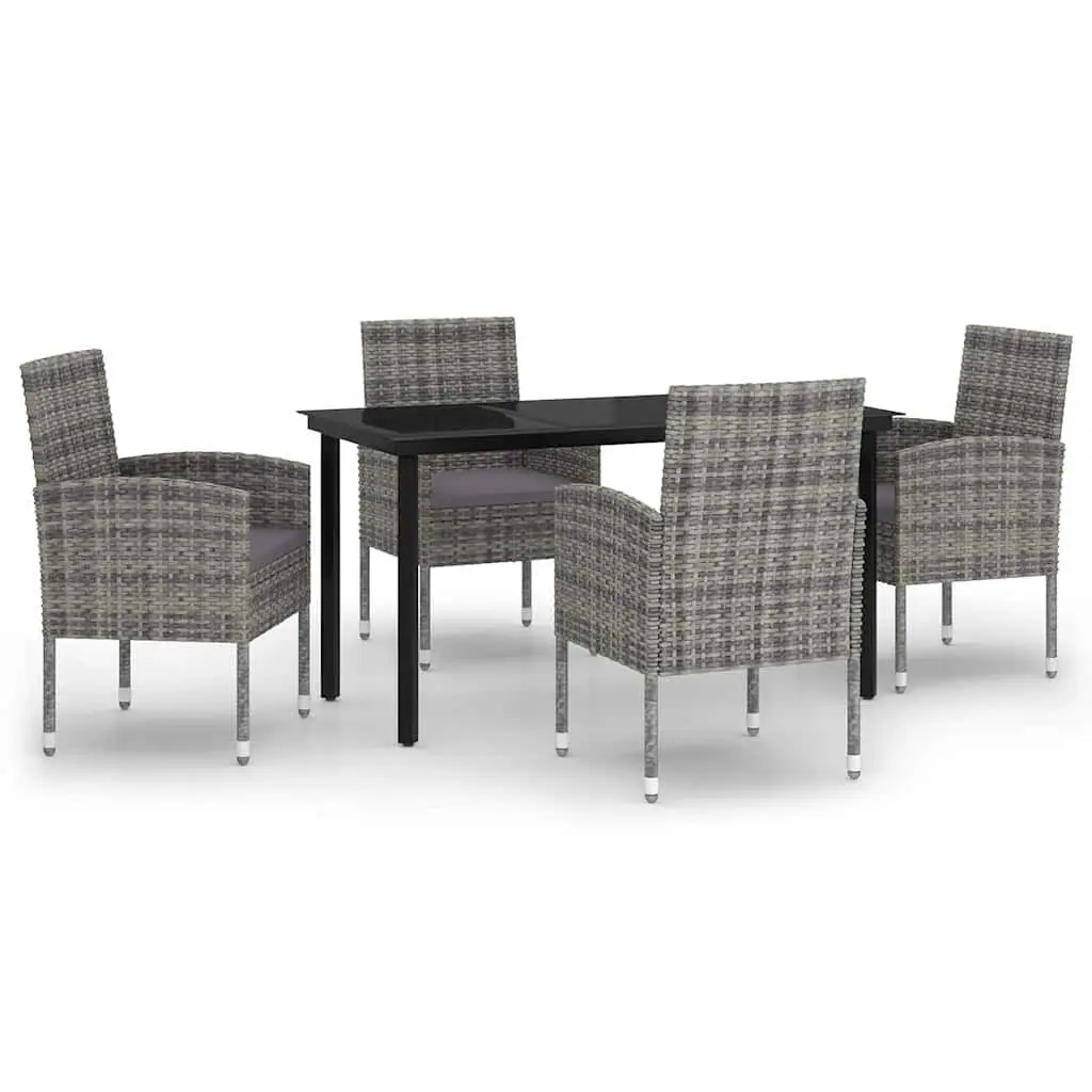 5 Piece Garden Dining Set Anthracite Outdoor Patio Furniture Steel Frame Glass