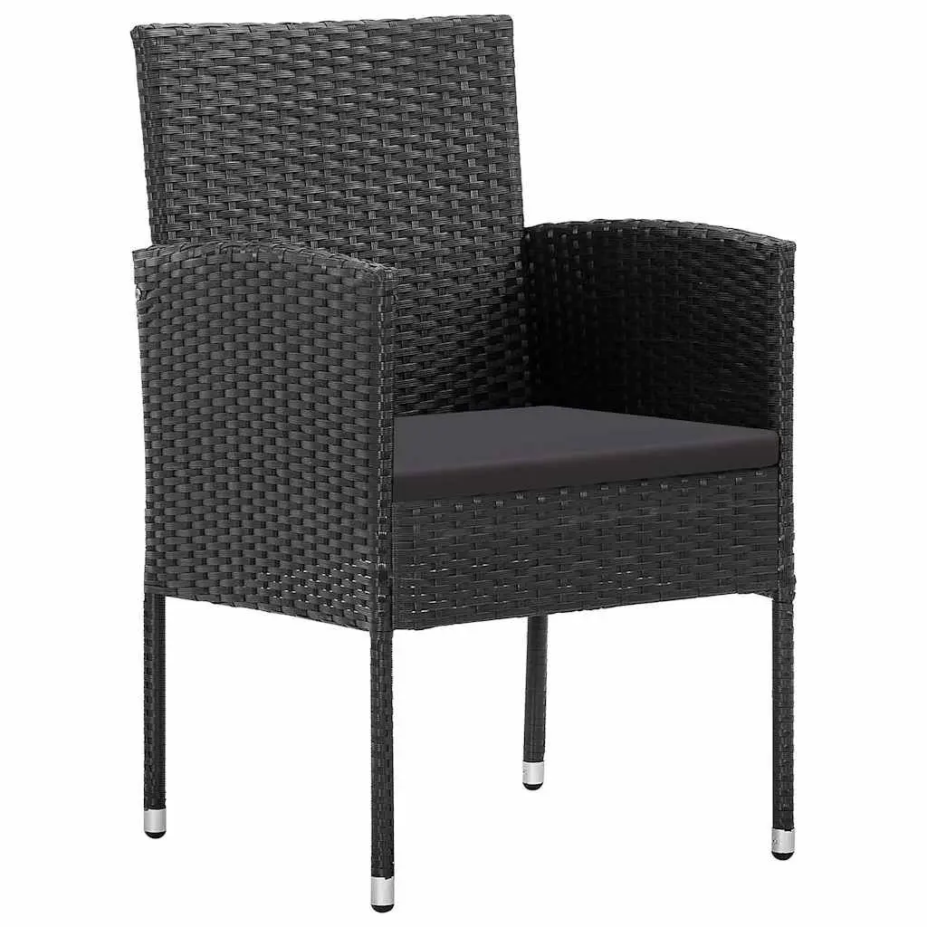 Garden Dining Set 3 Piece Outdoor Furniture Table Chairs Black