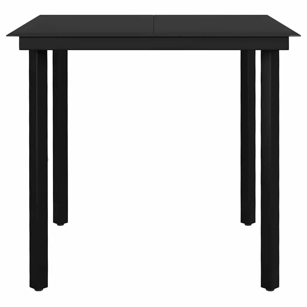 Garden Dining Set 5 Piece Outdoor Furniture Black Steel Frame Glass Table Rattan Chairs