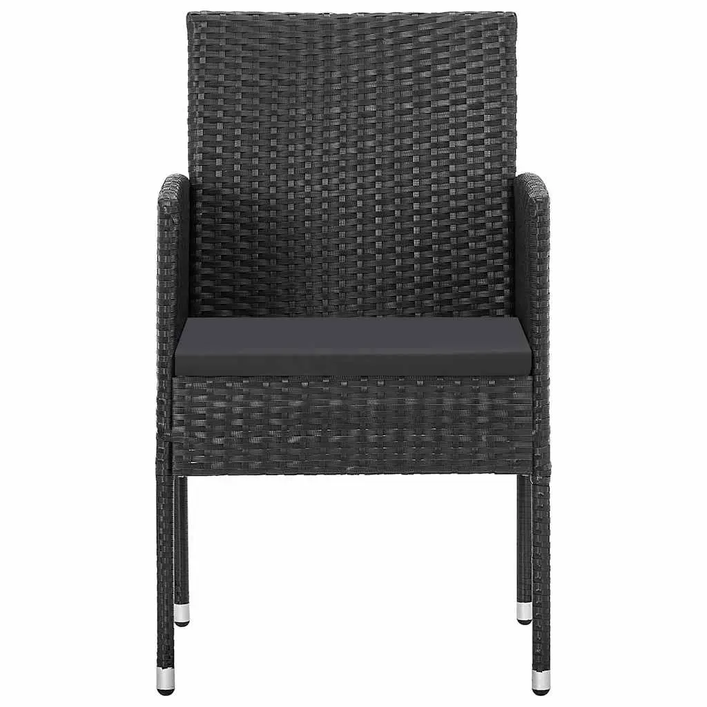 5 Piece Outdoor Dining Set Garden Patio Furniture Black Rattan Chairs Glass Tabletop
