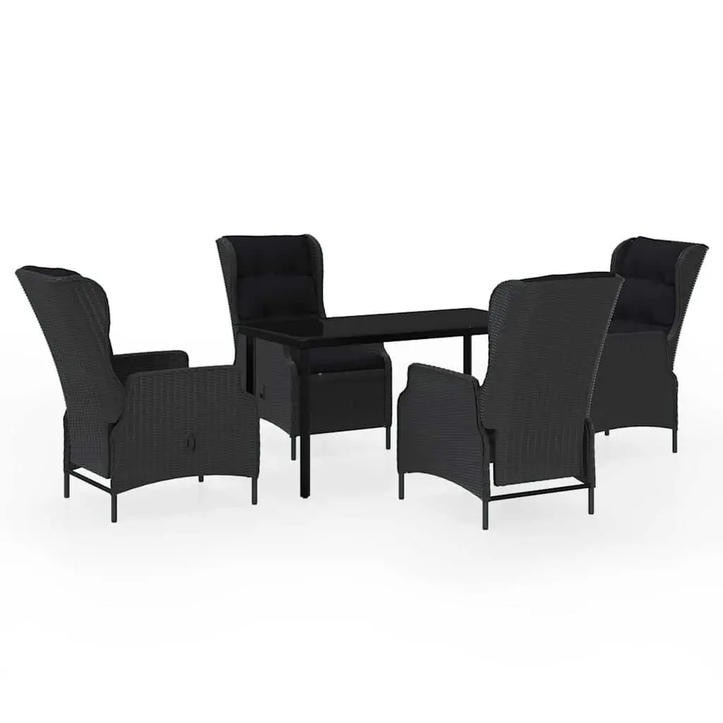 Garden Dining Set Outdoor Furniture Grey 5 Piece Reclining Chairs Glass Table
