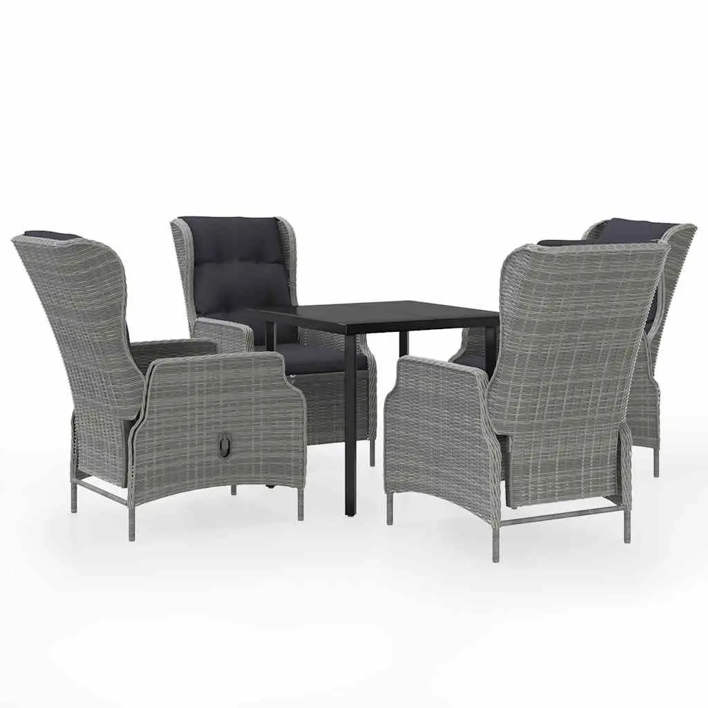 5 Piece Garden Dining Set Outdoor Patio Furniture Reclining Chairs Grey