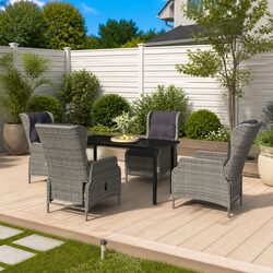Comfortable 5 Piece Grey Dining Set for Outdoor Enjoyment