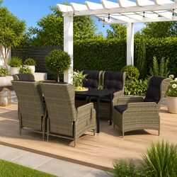 Comfortable 7-Piece Garden Dining Set with Reclining Chairs