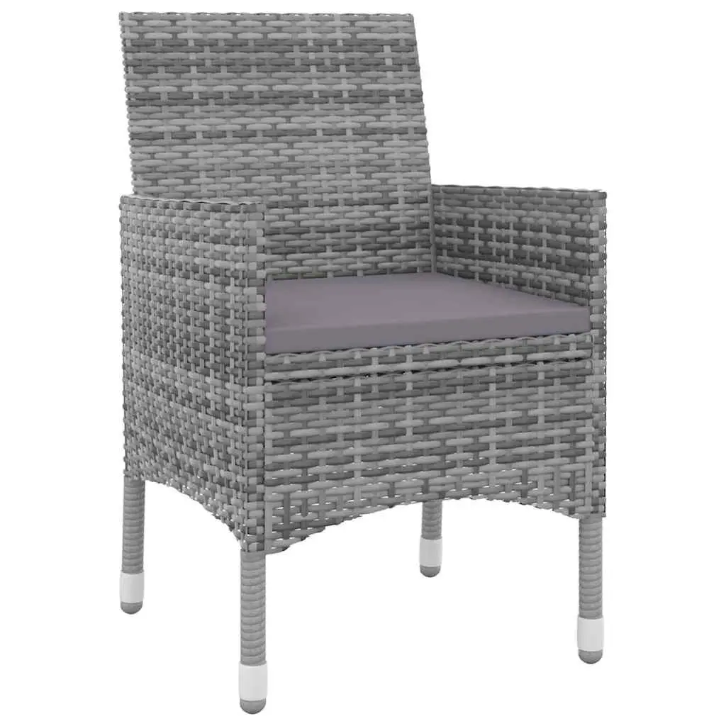 5 Piece Outdoor Dining Set Glass Table PE Rattan Chairs Garden Furniture Grey
