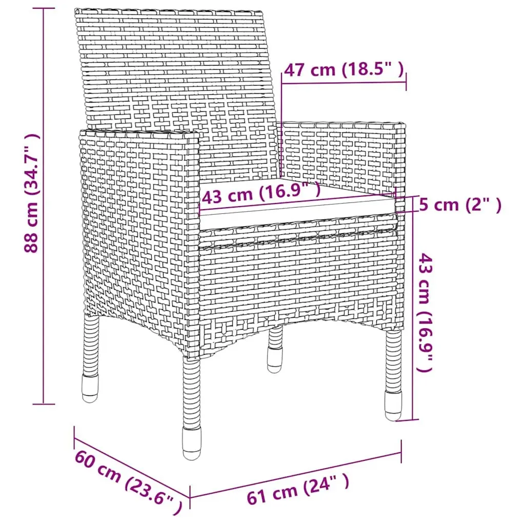 5 Piece Outdoor Dining Set Glass Table PE Rattan Chairs Garden Furniture Grey