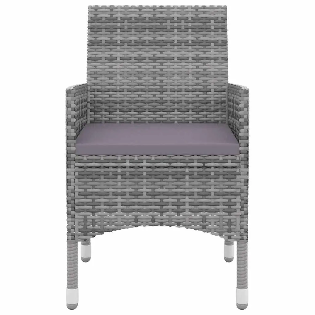 Outdoor Furniture Dining Set 7 Piece Grey Poly Rattan Steel Frame Glass Table Chairs