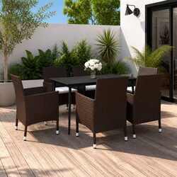 Reliable 7-Piece Brown Dining Set with Cushions