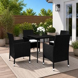 Practical Outdoor Dining Set with Cushions and Glass Table
