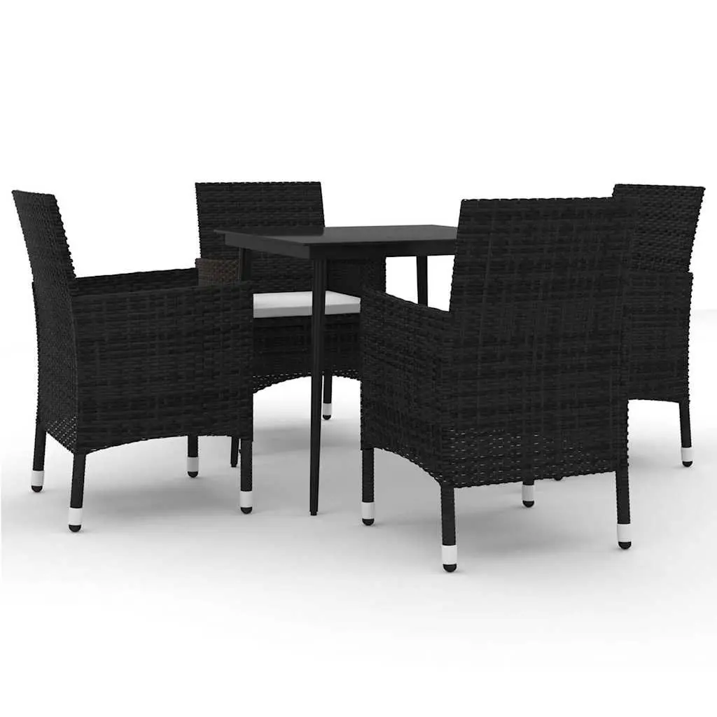 Outdoor Dining Set with Cushions and Glass Table