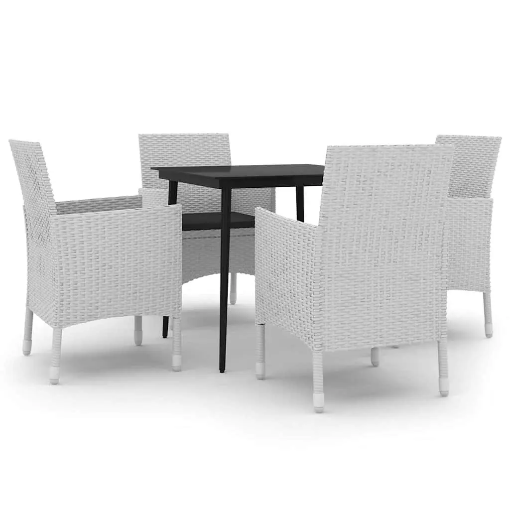 Garden Dining Set 5 Piece Outdoor Furniture PE Rattan Glass Table Cushioned