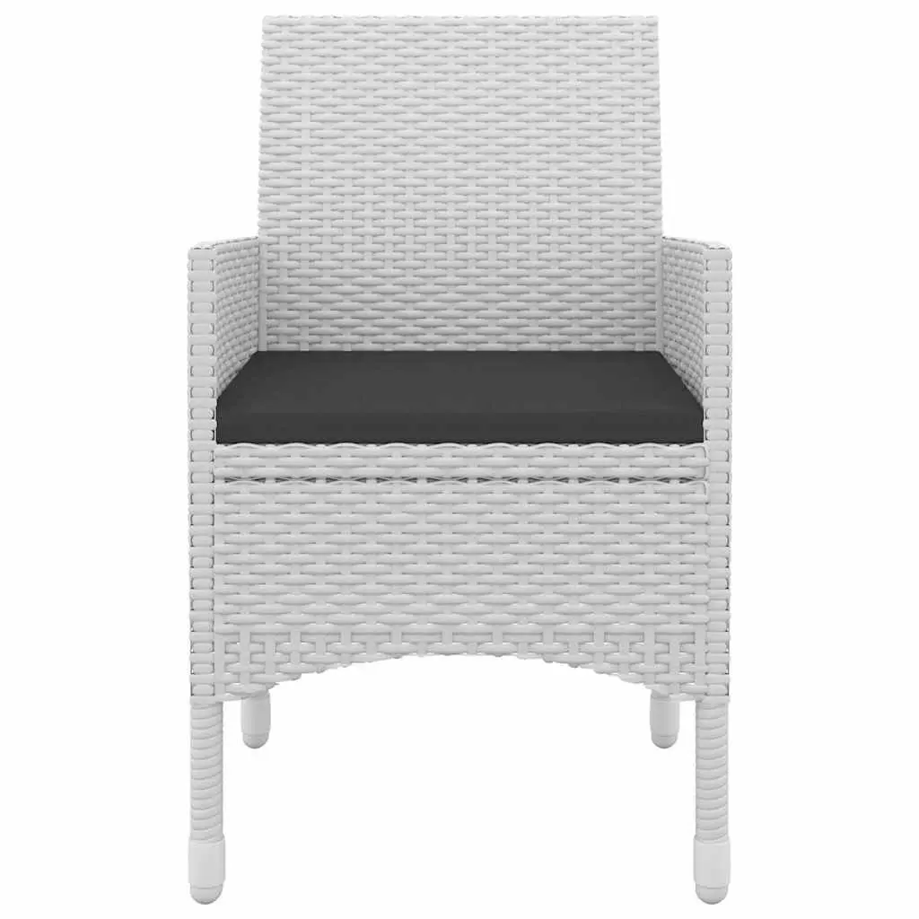 5 Piece Garden Dining Set Outdoor Dining PE Rattan White Chairs Table Glass