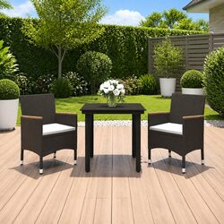 Quality 3 Piece Black Garden Dining Set with Comfort