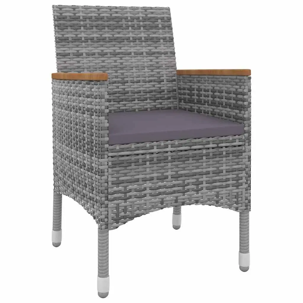 Garden Dining Set 5 Piece Outdoor Furniture Poly Rattan Chairs Glass Table Grey