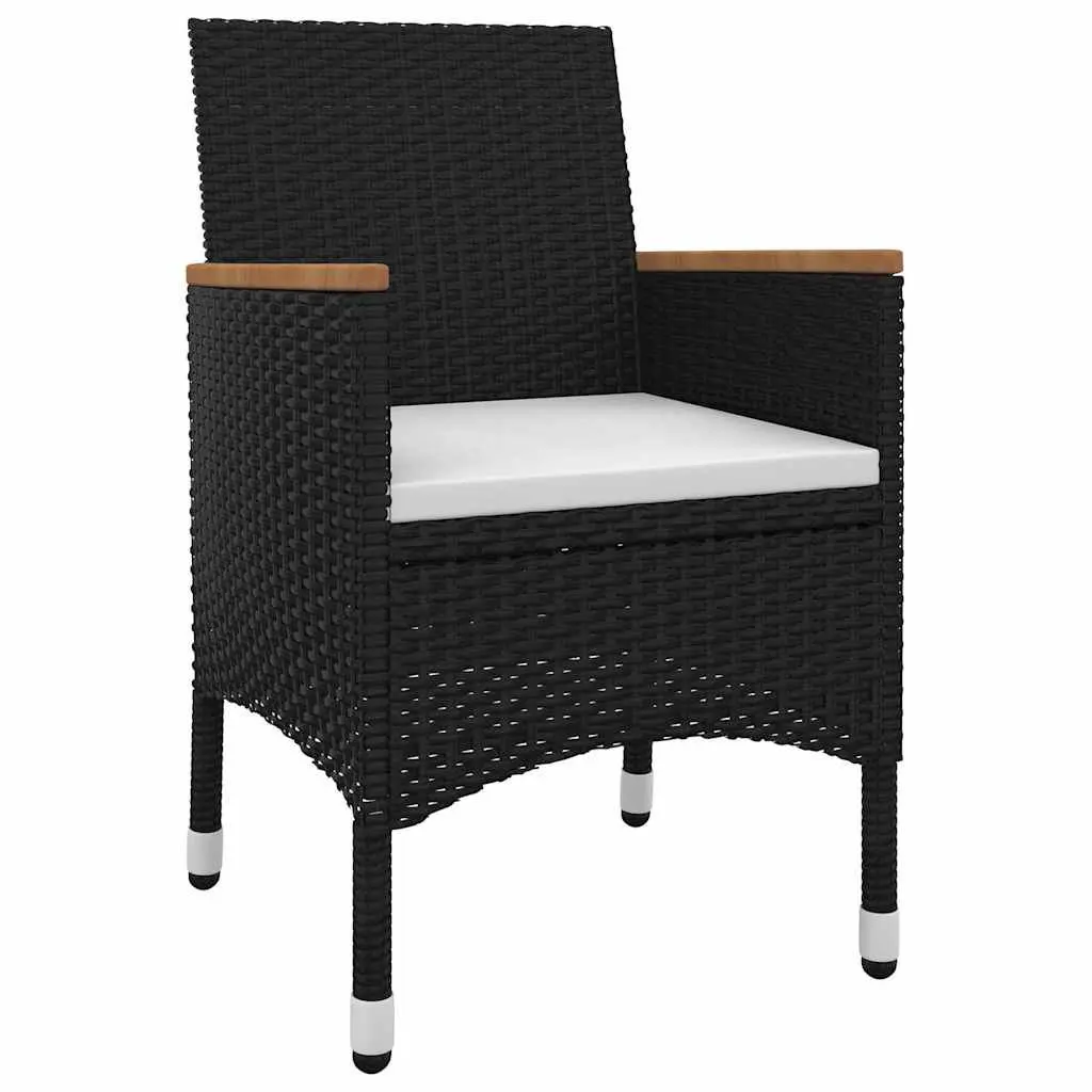 Garden Dining Set 5 Piece Outdoor Furniture Black Poly Rattan Glass Table Chairs